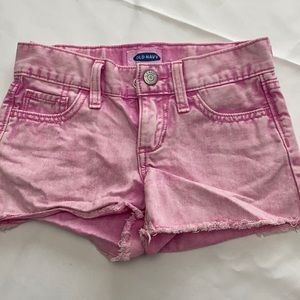 Little girls pink light washed shorts